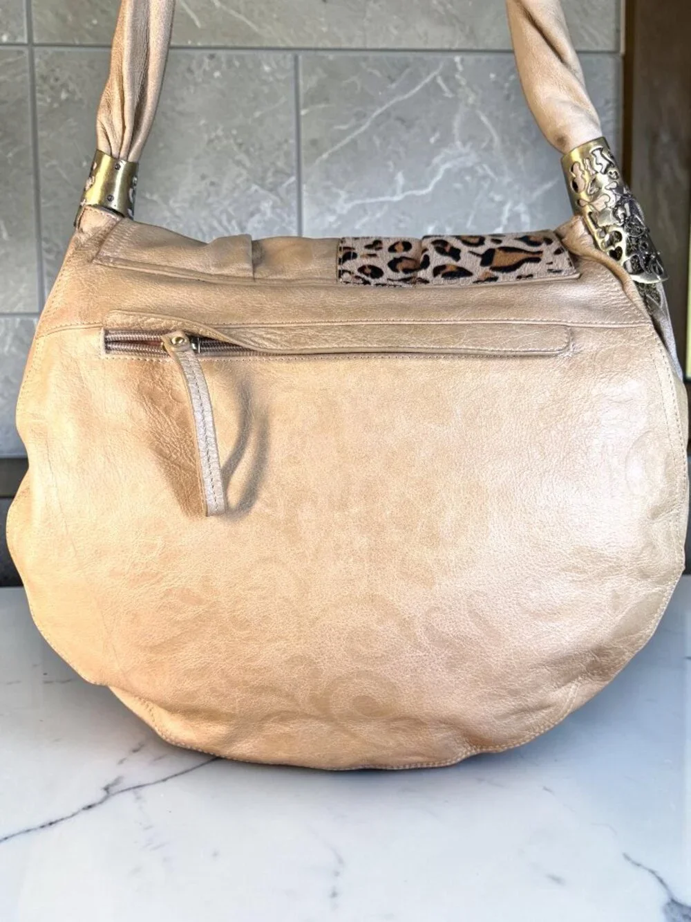 Sharif 1827 Vintage Legacy Leopard Haircalf Studded Sample Shoulder Bag NWT - Picture 8 of 15